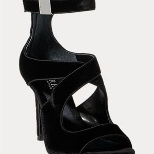 Lauren Tyra Velvet Peep-Toe Sandal